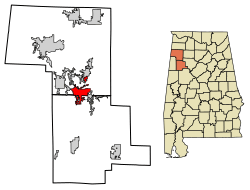 Location in Fayette and Marion counties, Alabama