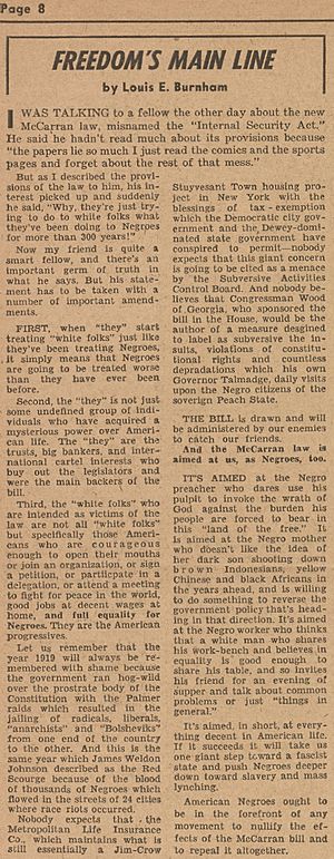 First Burnham column in Freedom 11-1950