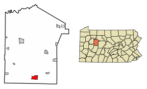 Location of Punxsutawney in Jefferson County, Pennsylvania.