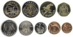 Old coins of the Malawian kwacha.