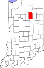 Map of Indiana highlighting Wabash County