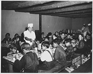 Taos County, New Mexico. The hot lunch, school at Penasco. Children pay about 1 cent daily for thi . . . - NARA - 521840