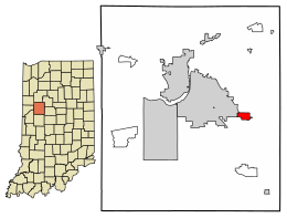 Location of Dayton in Tippecanoe County, Indiana.