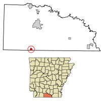 Location of Junction City in Union County, Arkansas.