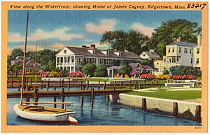 View along the Waterfront, showing home of James Cagney, Edgartown, Mass (83217)