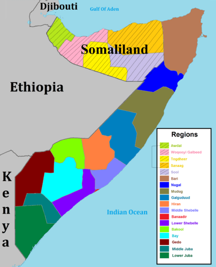A map of Somalia regions