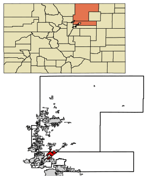 Location of the City of Brighton in Adams and Weld counties, Colorado.