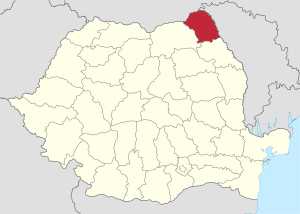 Location of Botoșani County in Romania