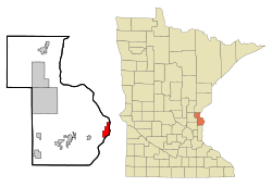 Location of the city of Taylors Fallswithin Chisago County, Minnesota