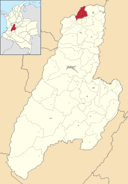 Location of the municipality and town of Fresno in the Tolima Department of Colombia