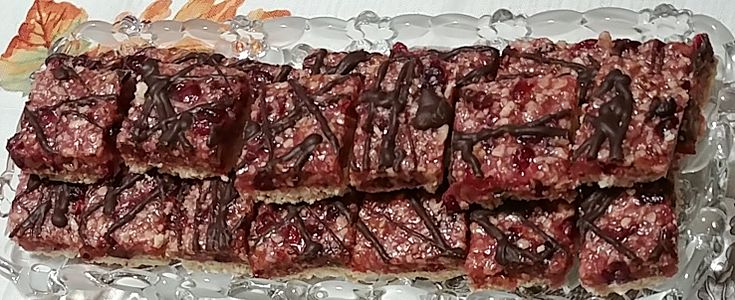 Cranberry Walnut Turtle Bars with Chocolate Drizzle