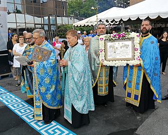 Orthodox Priests in Procession - Great Vespers of the Dormition