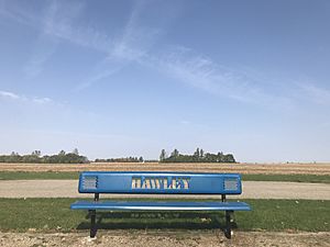 Park bench in a Hawley city park