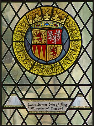 Stained glass window with arms of James Stewart, Duke of Ross, Great Hall, Stirling Castle