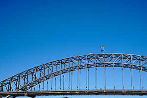 Aboriginal and National flags on the Sydney Harbour Bridge