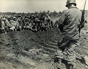 Funeral for Ernie Pyle on Okinawa
