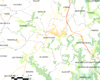 Map of the commune of Saint-Flour