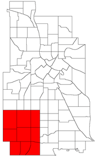 Location of Southwest within the U.S. city of Minneapolis