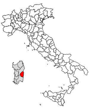 Location of Province of Ogliastra