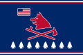 A flag featuring a stylized wolf