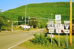 Intersection of State Route 283 and State Route 27 in Powells Crossroads