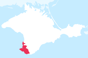 Map of the Crimean Peninsula with Sevastopol highlighted