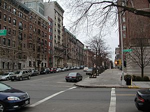 Residential buildings on West 116th Street opposite Columbia University