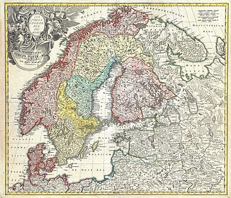 1730 Homann Map of Scandinavia, Norway, Sweden, Denmark, Finland and the Baltics - Geographicus - Scandinavia-homann-1730