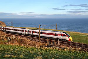 An LNER Azuma train at Burnmouth, geograph 6350005 by Walter Baxter