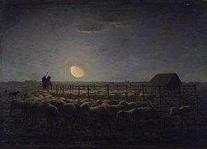 Jean-François Millet - The Sheepfold, Moonlight - Walters 3730