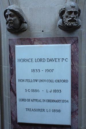 Memorial to Horace Davey, Lincoln's Inn Chapel