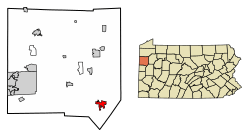 Location of Grove City in Mercer County, Pennsylvania.