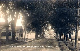 Pleasant Street, Mechanic Falls, ME 1922 postcard