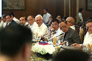 President Rodrigo Duterte listens to the reports of former President and Special Envoy to China Fidel V. Ramos during the 5th Cabinet Meeting