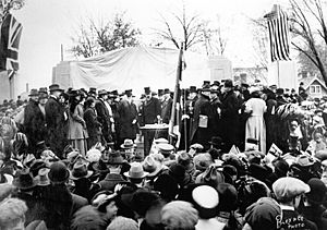 Unveiling of the Bell Telephone Memorial, October 24, 1917, in Brantford, Ontario Canada