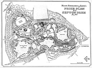 1867 design of Sefton Park with marks