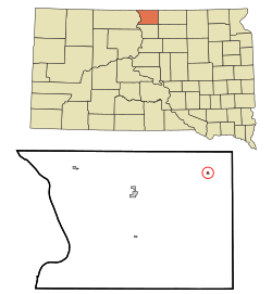 Location in Campbell County and the state of South Dakota