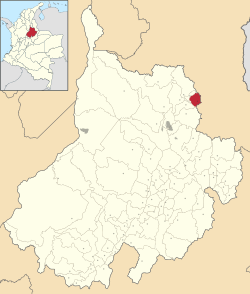 Location of the municipality and town of Vetas in the Santander  Department of Colombia.