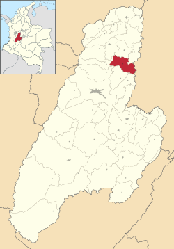 Location of the municipality and town of Venadillo in the Tolima Department of Colombia.