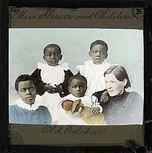 Mary Slessor and Four Children, Old Calabar, late 19th century (imp-cswc-GB-237-CSWC47-LS2-036)