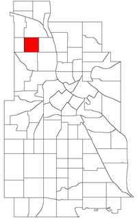 Location of Folwell within the U.S. city of Minneapolis