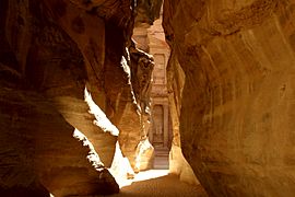 Petra Siq, entrance to the ancient Nabatean city of Petra, Jordan