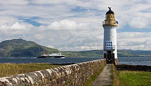 Rubha nan Gall lighthouse and MV Clansman ferry