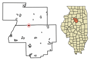 Location of Washburn in Woodford County, Illinois.