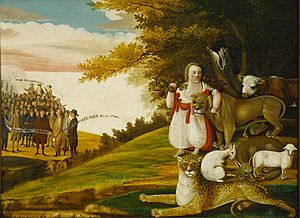 A Peaceable Kingdom with Quakers Bearing Banners 1829-30 Edward Hicks