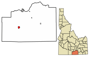 Location of Oakley in Cassia County, Idaho.