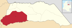 Location of the municipality and town of Tame, Arauca in the Arauca Department of Colombia