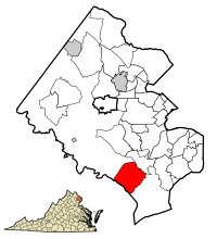 Location of Lorton in Fairfax County, Virginia
