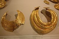 Gold collars ( 800-700 BC) from from Tonyhill in Co Limerick (left) and Co Clare (right)