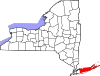State map highlighting Suffolk County